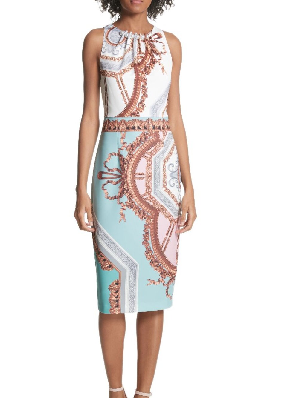 Ted Baker Orlla Versailles Contrast Pearl Dress in Aqua Size 6